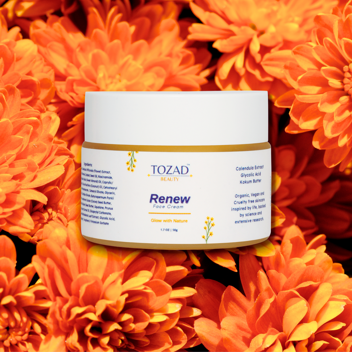 Renew Face Cream with Calendula, Glycolic Acid, Kokum Butter, Cocoa Butter, Aloe Butter 1.7 oz