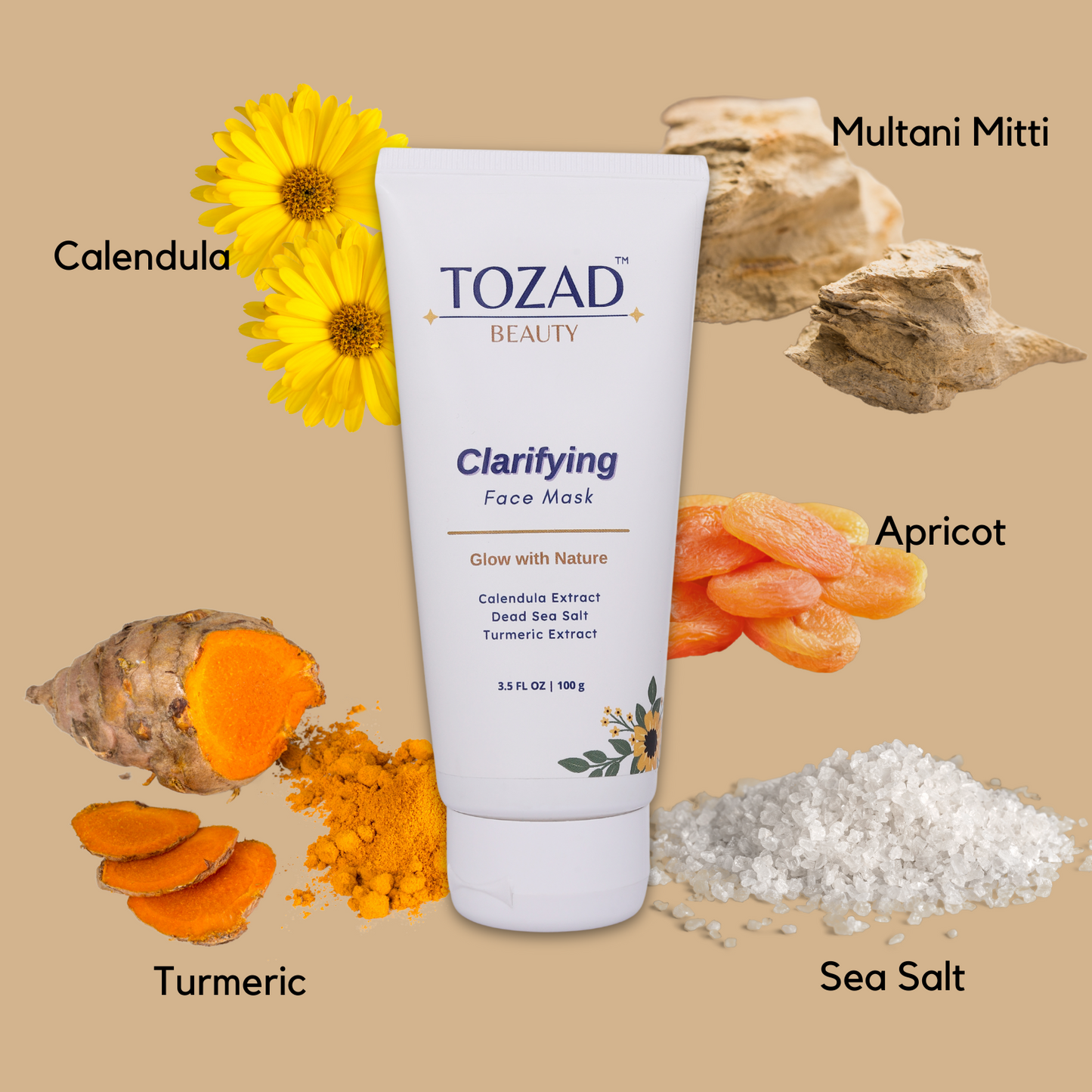 Clarifying Face Mask with Calendula, Sea Salt, Turmeric and BHA (Pack of 2)