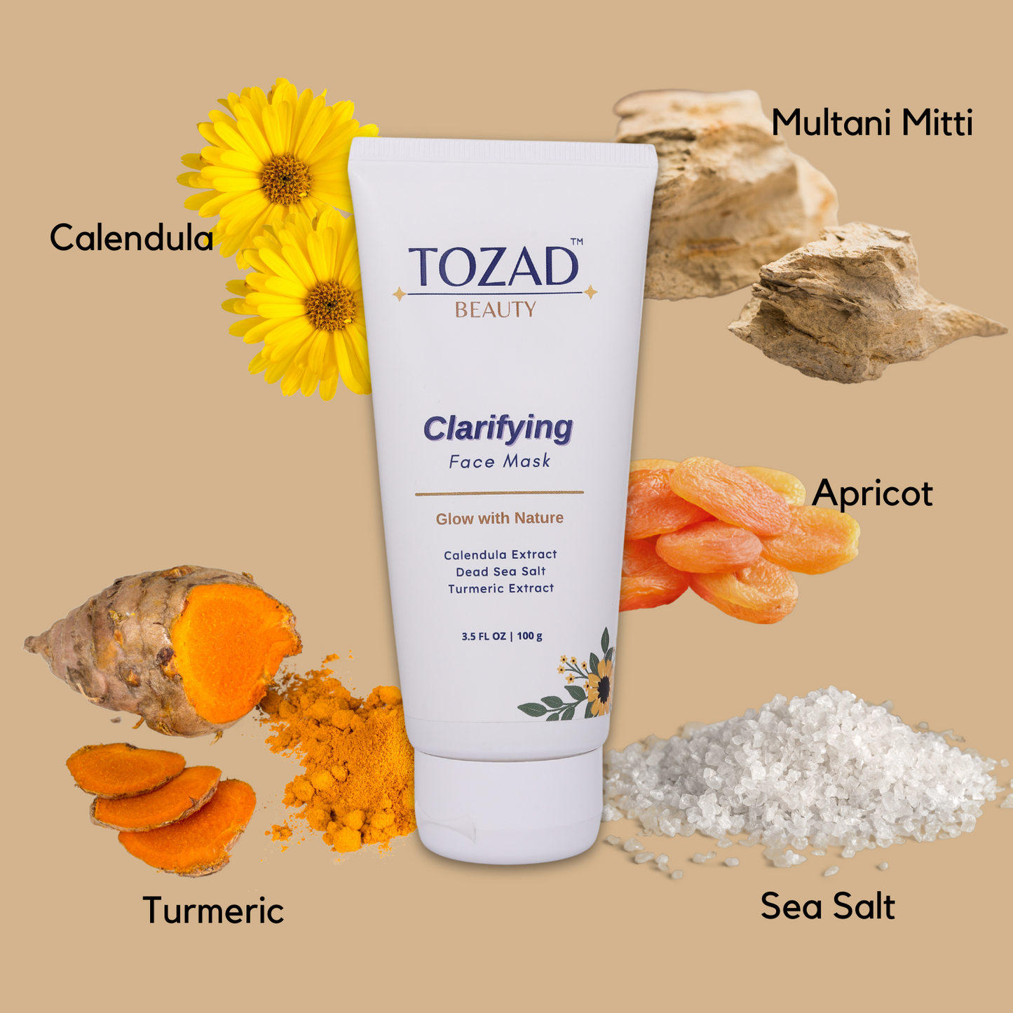 Clarifying Face Mask with Calendula, Sea Salt, Turmeric and BHA