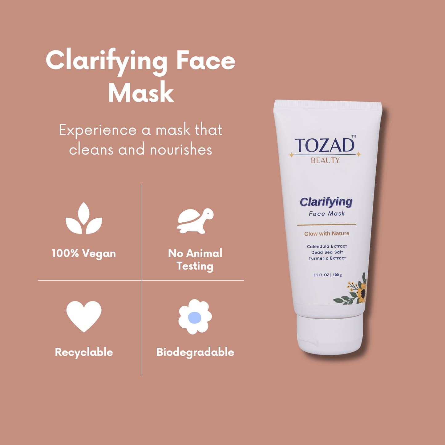 Clarifying Face Mask with Calendula, Sea Salt, Turmeric and BHA (Pack of 2)