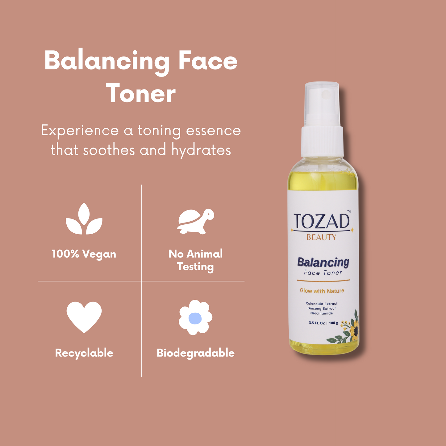Balancing Face Toning Mist with Calendula, Ginseng and Niacinamide (Pack of 2)