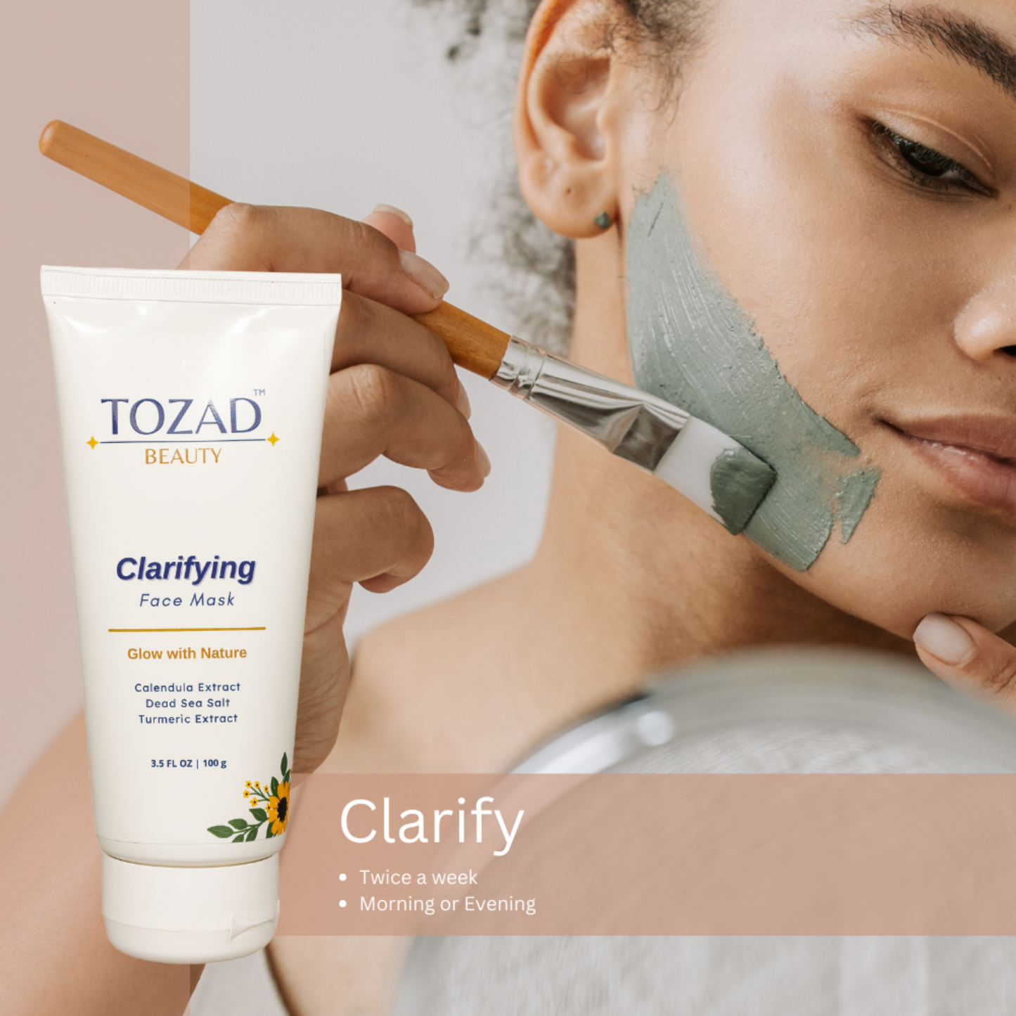 Clarifying Face Mask with Calendula, Sea Salt, Turmeric and BHA (Pack of 2)