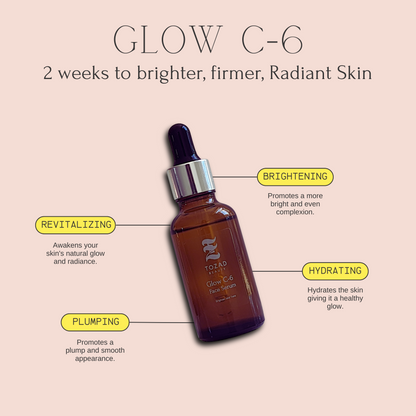Glow C-6 Vitamin C Serum with Alpha Arbutin, Ferulic Acid, Guava Extract and Persimmon Extract for Bright and Even Skin, 1 Fl Oz